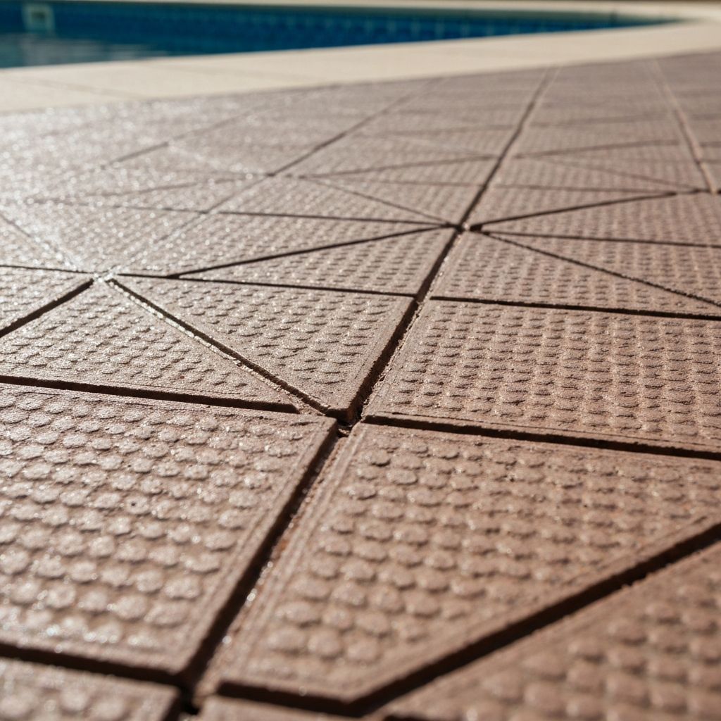 Anti-slip non-skid floor coating applied to an outdoor deck area